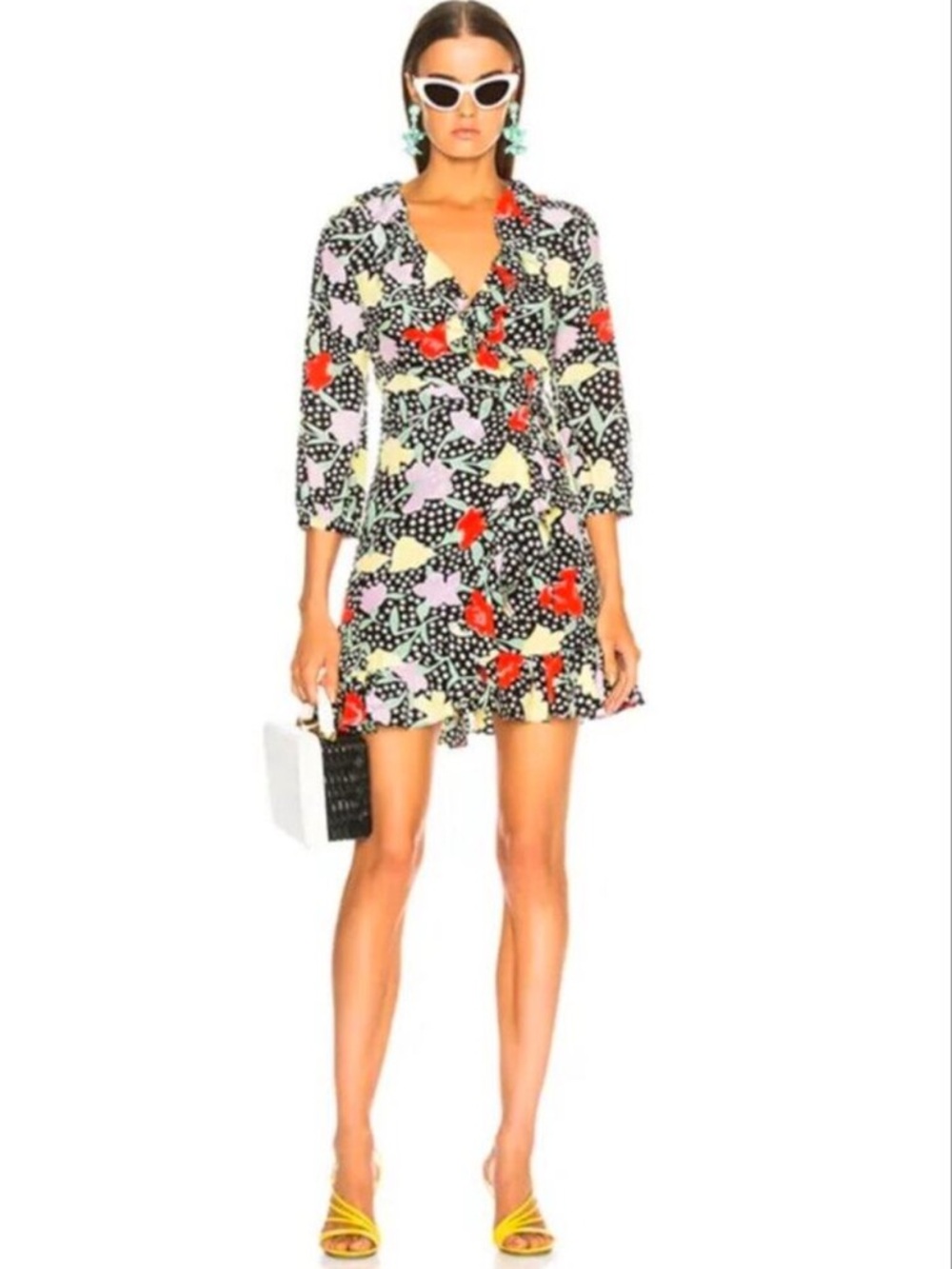 RIXO London Silk Dress XL Spring Cocktail mini dress Vacation wrap Abigail $495